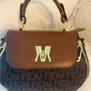 Brown Handbag with Gold Accents